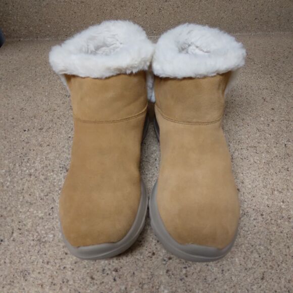 Skechers On the Go Joy Suede Booties Womens 9.5 Tan Pull On Faux Fur Lined - Picture 8 of 8